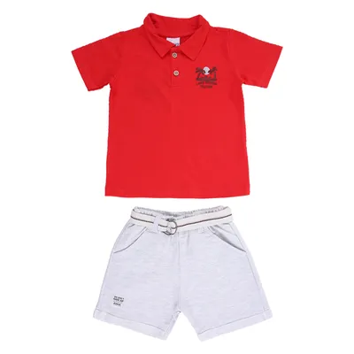 Conjunto Bebê Angerô Polo Bordado Coqueiros