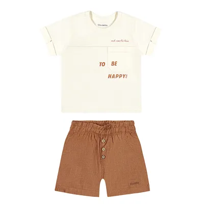 Conjunto Bebê Colorittá Camiseta Meia Malha Estampada