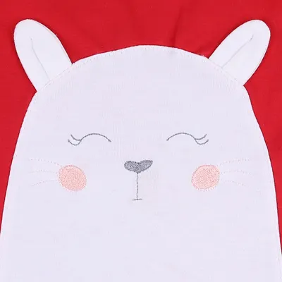 Macacão Curto Bebê Bamboole Suedine Bordado Gatinha