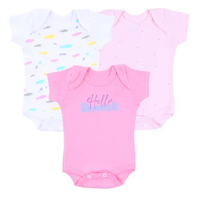 Kit Body Manga Curta Bebê Junkes Suedine Estampado - 3 Peças