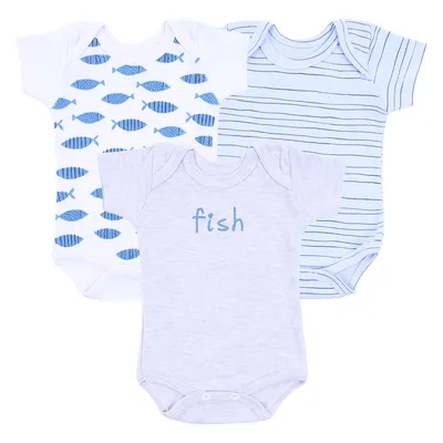 Kit Body Manga Curta Bebê Junkes Suedine Estampado - 3 Peças