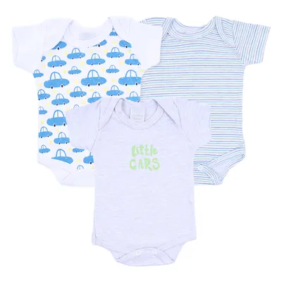 Kit Body Manga Curta Bebê Junkes Suedine Estampado - 3 Peças