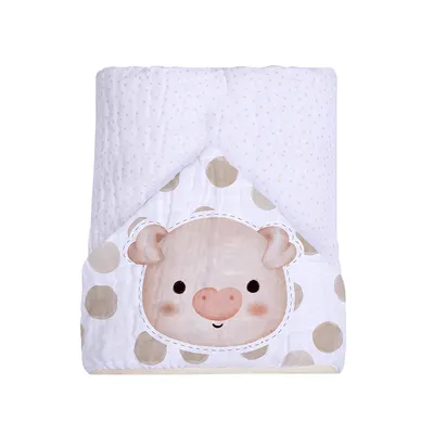 Toalha Com Capuz Papi Felpa Estampa Porquinho Toalha Com Capuz Papi Felpa Estampa Porquinho