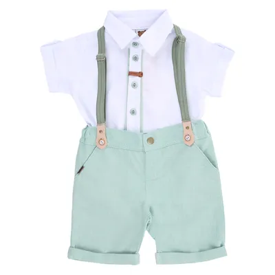 Conjunto Infantil Aconchego Do Bebê Camisa Com Suspensório