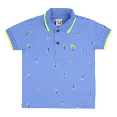 Camiseta Infantil Have Fun Polo Meia Malha Estampa Coqueiros