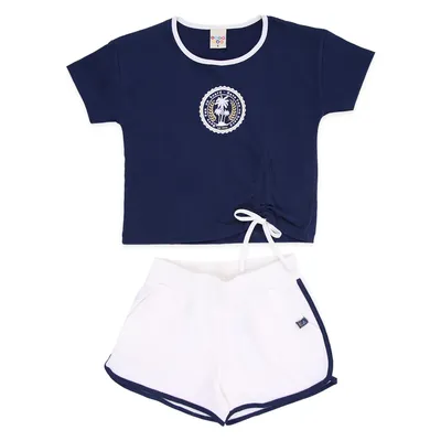 Conjunto Infantil Have Fun Blusa Meia Malha Detalhe Lateral