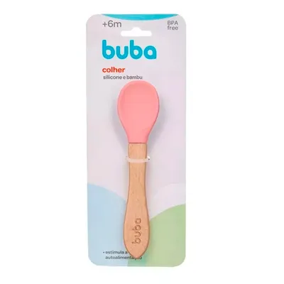 Colher Infantil Buba Em Silicone E Bambu