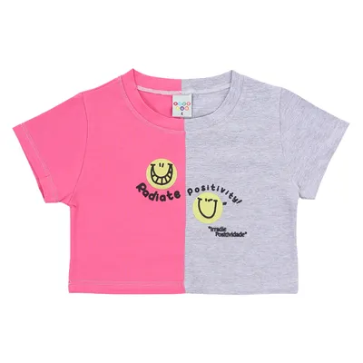 Blusa Infantil Have Fun Cotton Bicolor Estampa Carinhas Blusa Infantil Have Fun Cotton Bicolor Estampa Carinhas