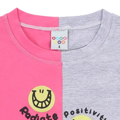 Blusa Infantil Have Fun Cotton Bicolor Estampa Carinhas Blusa Infantil Have Fun Cotton Bicolor Estampa Carinhas