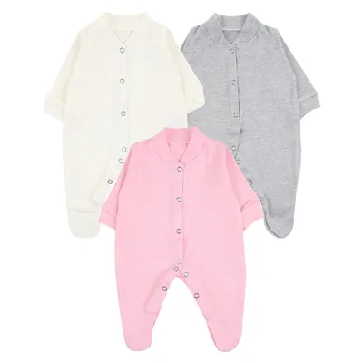 Kit Macacão Longo Prematuro Top Chot Liso Menina - 3 Peças