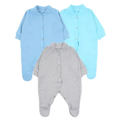 Kit Macacão Longo Prematuro Top Chot Liso Menino - 3 Peças