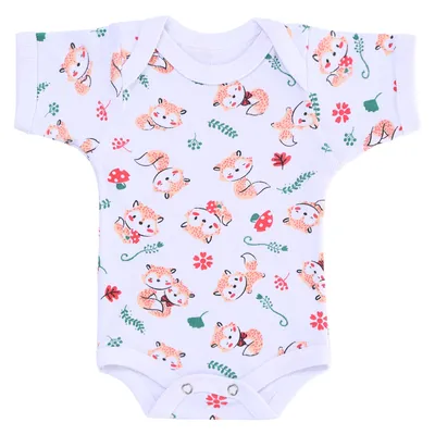 Kit Body Curto Bebê Top Chot Canelado Estampado - 6 Peças