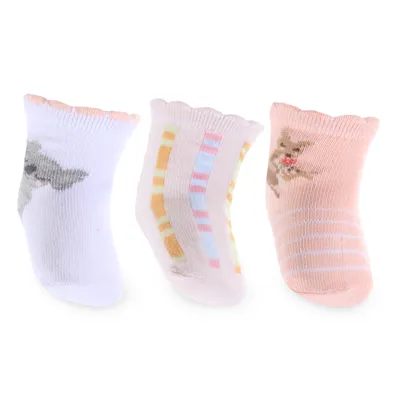 Kit Meia Bebê Pimpolho Estampadas Para Presente - 3 Peças