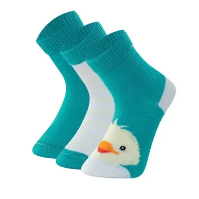 Kit Meia Bebê Mash Cano Médio Estampa Bichinho - 3 Pares