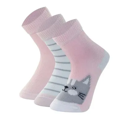 Kit Meia Bebê Mash Cano Médio Estampa Bichinho - 3 Pares