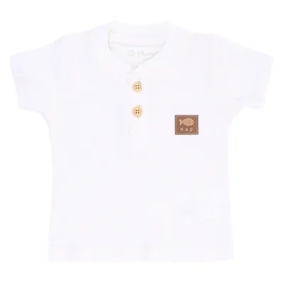 Conjunto Bebê Mundi Camiseta Meia Malha E Bermuda Sarja