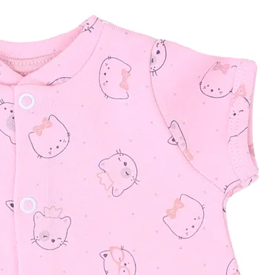 Macacão Curto Bebê Klub Kids Suedine Menina Estampado