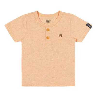 Camiseta Bebê Elian Malha Mescla Com Botão Decorativo