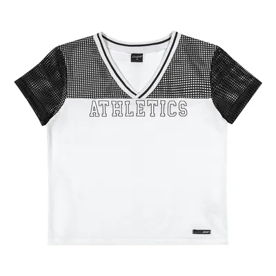 Blusa Juvenil Beats Meia Malha E Tela Com Estampa