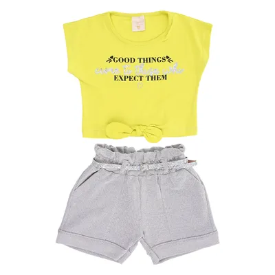 Conjunto Infantil Angerô Blusa Cotton E Short Moletinho