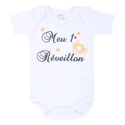 Kit Body Manga Curta Bebê Mub Natal E Réveillon - 3 Peças