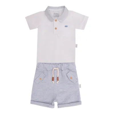 Conjunto Bebê Paraiso Body Polo Malha E Bermuda Moletom