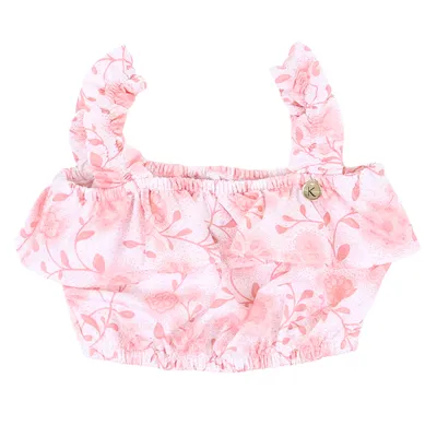 Conjunto Infantil Kiki Blusa Estampada E Short Jacquard