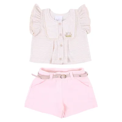 Conjunto Infantil Kiki Blusa Brilho E Short Cinto Jacquard