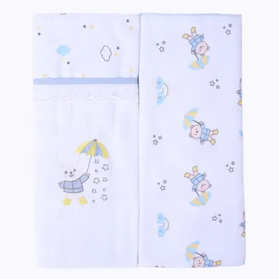 Kit Cueiro Din Don Algodão Estampa Urso Chuva - 2 Unidades
