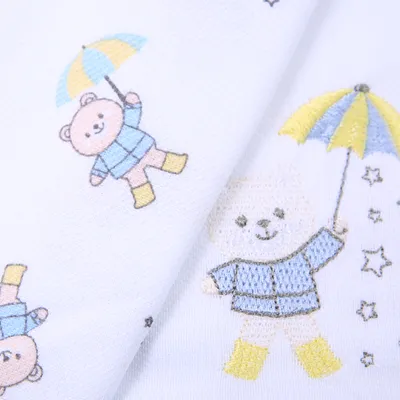 Kit Cueiro Din Don Algodão Estampa Urso Chuva - 2 Unidades