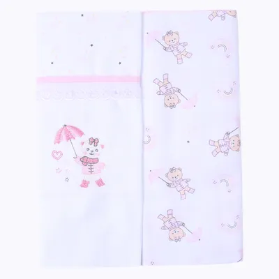 Kit Cueiro Din Don Algodão Estampa Ursa Chuva - 2 Unidades