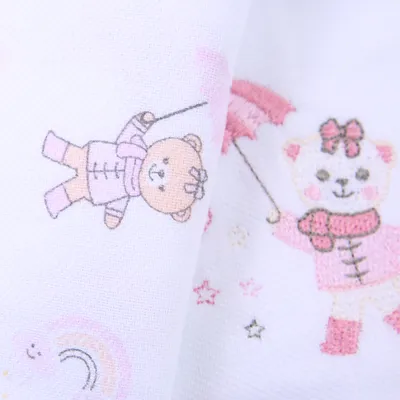 Kit Cueiro Din Don Algodão Estampa Ursa Chuva - 2 Unidades