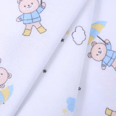 Kit Cueiro Din Don Algodão Estampa Urso Chuva - 3 Unidades