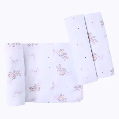 Kit Cueiro Din Don Algodão Estampa Ursa Chuva - 3 Unidades