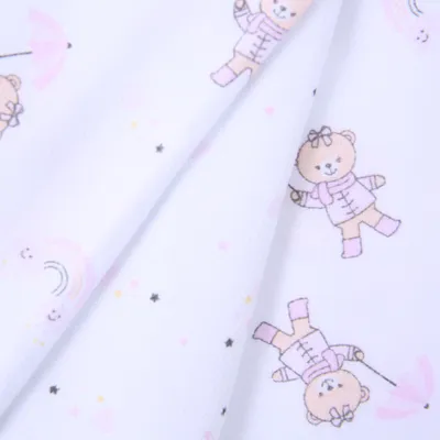 Kit Cueiro Din Don Algodão Estampa Ursa Chuva - 3 Unidades