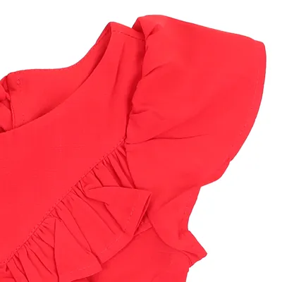 Vestido Infantil Kookabu Liso Com Detalhes De Babados Vestido Infantil Kookabu Liso Com Detalhes De Babados