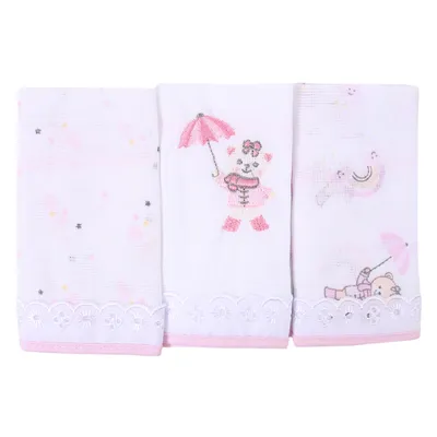 Kit Pano De Boca Din Don Estampa Ursa - 3 Unidades