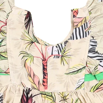 Vestido Bebê Kookabu Estampado Com Babados Nas Mangas Vestido Bebê Kookabu Estampado Com Babados Nas Mangas