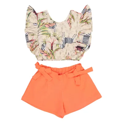 Conjunto Infantil Kookabu Cropped Estampado E Short Liso