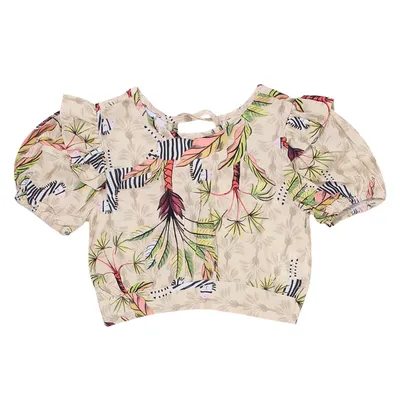 Conjunto Infantil Kookabu Blusa Estampa E Short Saia Laço