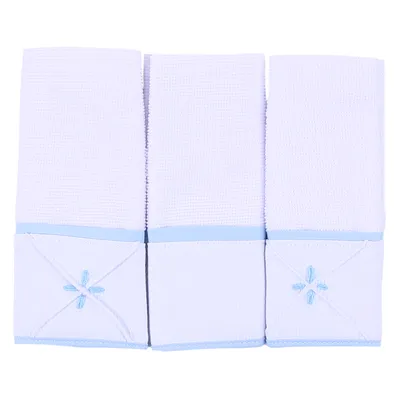 Kit Pano De Boca Art Bebê Felpa Bordado Origami - 3 Unidades