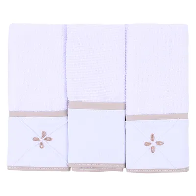 Kit Pano De Boca Art Bebê Felpa Bordado Origami - 3 Unidades