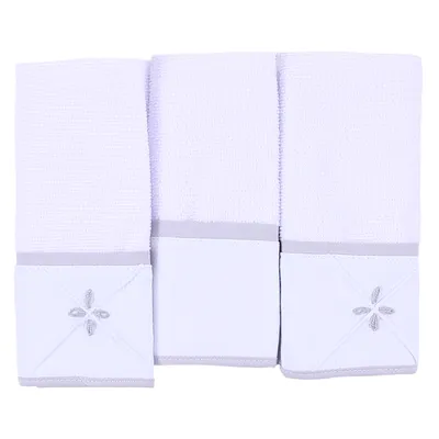 Kit Pano De Boca Art Bebê Felpa Bordado Origami - 3 Unidades