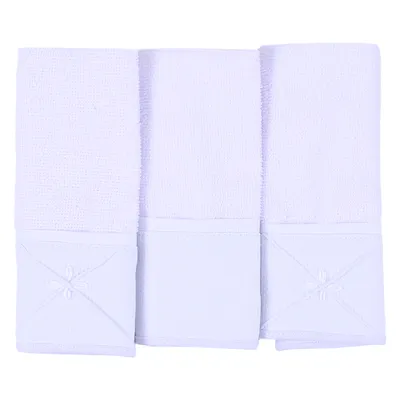 Kit Pano De Boca Art Bebê Felpa Bordado Origami - 3 Unidades