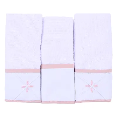 Kit Pano De Boca Art Bebê Felpa Bordado Origami - 3 Unidades