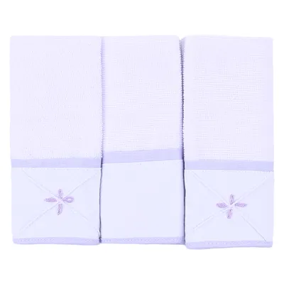 Kit Pano De Boca Art Bebê Felpa Bordado Origami - 3 Unidades