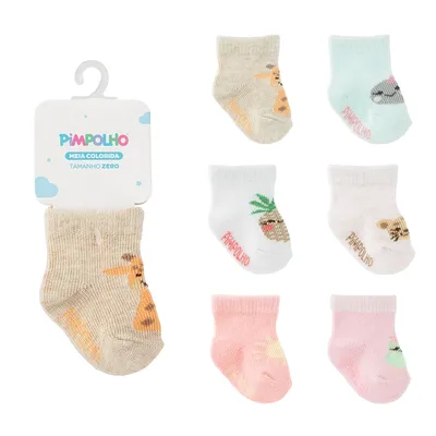 Kit Meia Prematuro Pimpolho Cano Alto Menina - 6 Pares