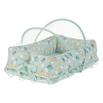 Ninho Redutor Tiquinho Laço E Mosquiteiro Estampa Safari Ninho Redutor Tiquinho Laço E Mosquiteiro Estampa Safari