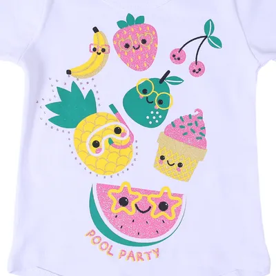 Blusa Infantil Color Mini Mullet Estampa Frutas