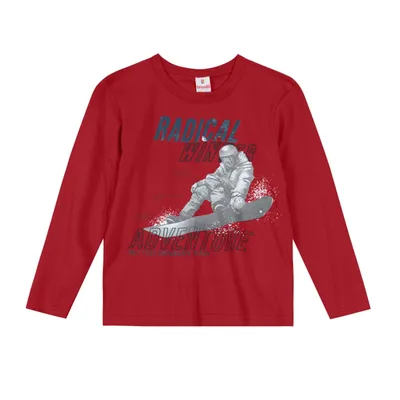Camiseta Manga Longa Infantil Brandili Malha Estampa Radical